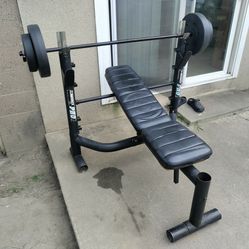 workout bench plus weights