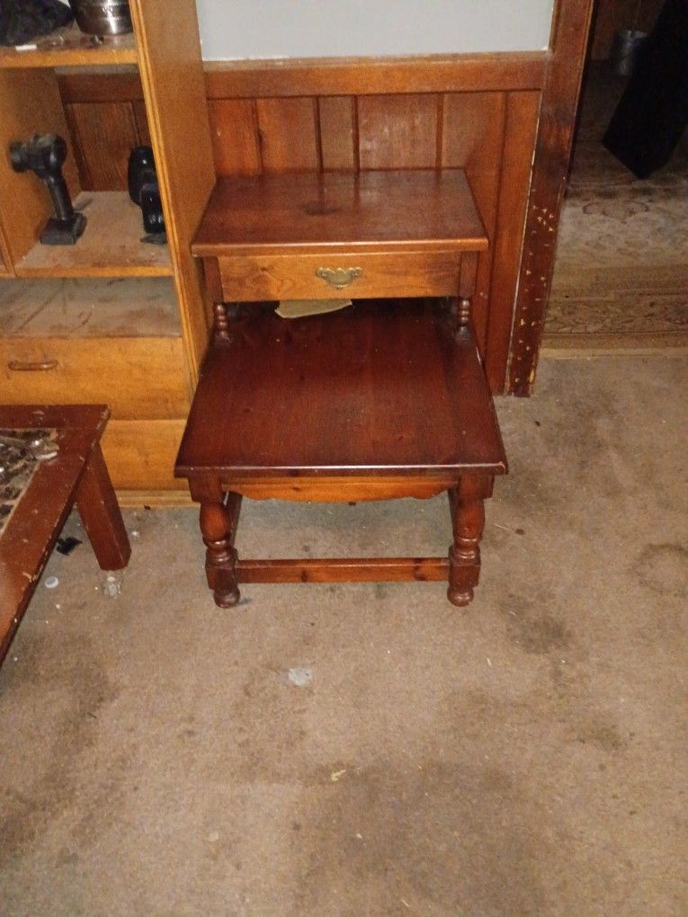 Mid Century Old Tavern End Table