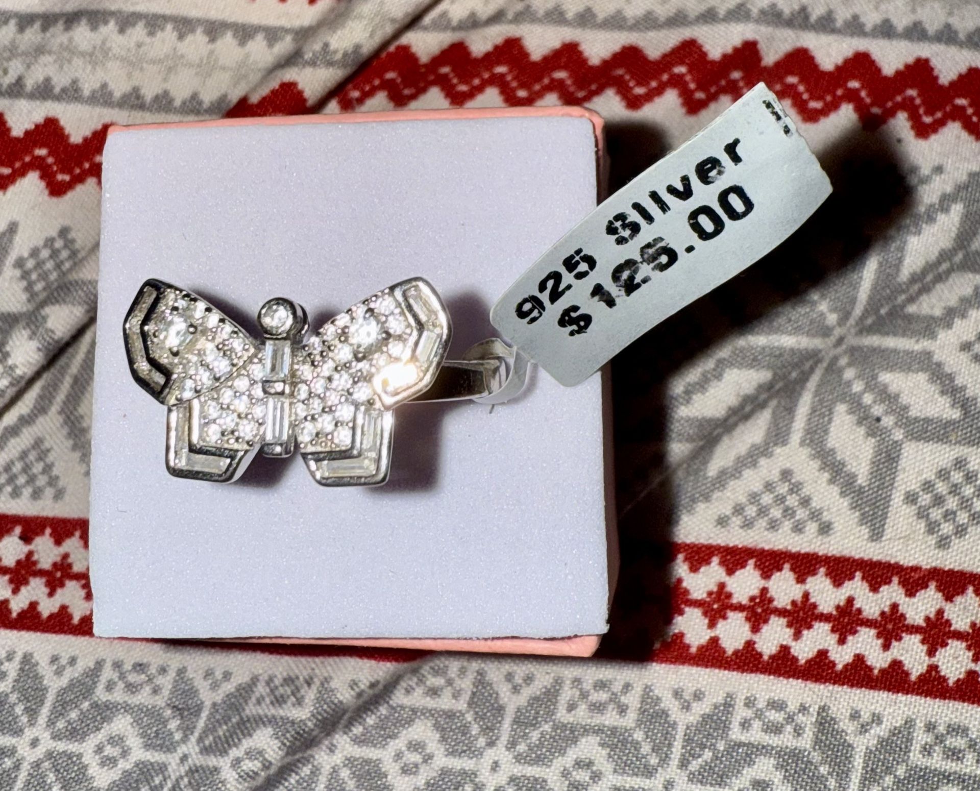 GORGEOUS Brand New Sterling 2 TCW Natural White Sapphire Butterfly Ring! Retails at $125! $100 OBO Sz 9