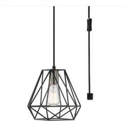 Globe Electric Sansa 1-Light Dark Bronze Plug-In or Hardwire Pendant Lighting Light Fixture - New