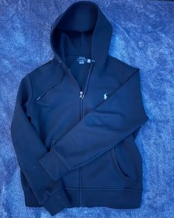 M Black Polo Double-Knit Full-Zip Hoodie