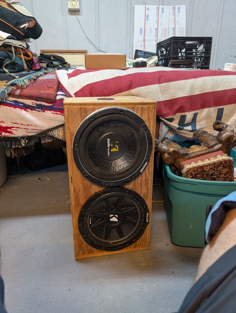 2 Cole Audio Kicker 12" Subwoofers With Custom-made Wood Box