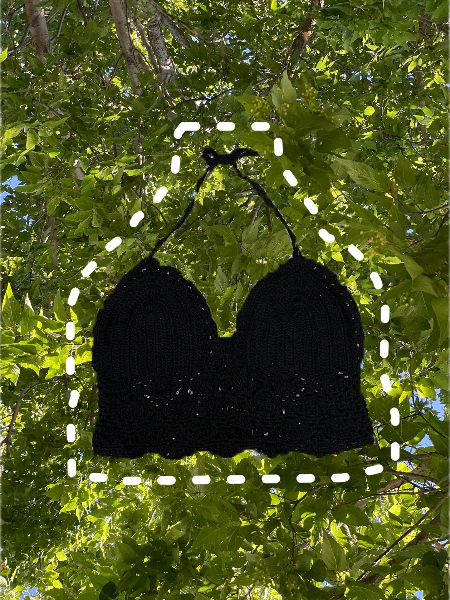 Black crochet halter bralette
