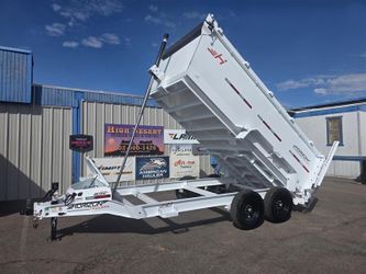2027 Horizon HZ7 7x14x4 dump trailer telescopic 15.2k GVWR - 14 ply tires - white