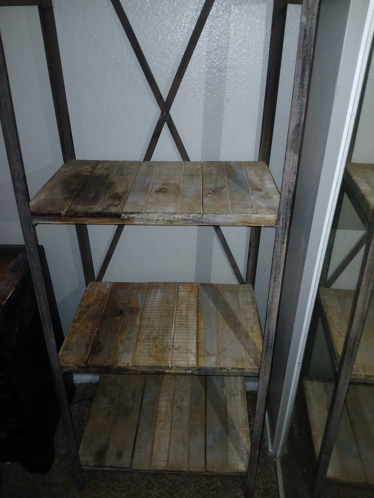 Rustic Metal Wood 5 Tier Shelf