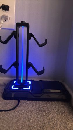 RGB Gaming Headset Stand with Controller Holders