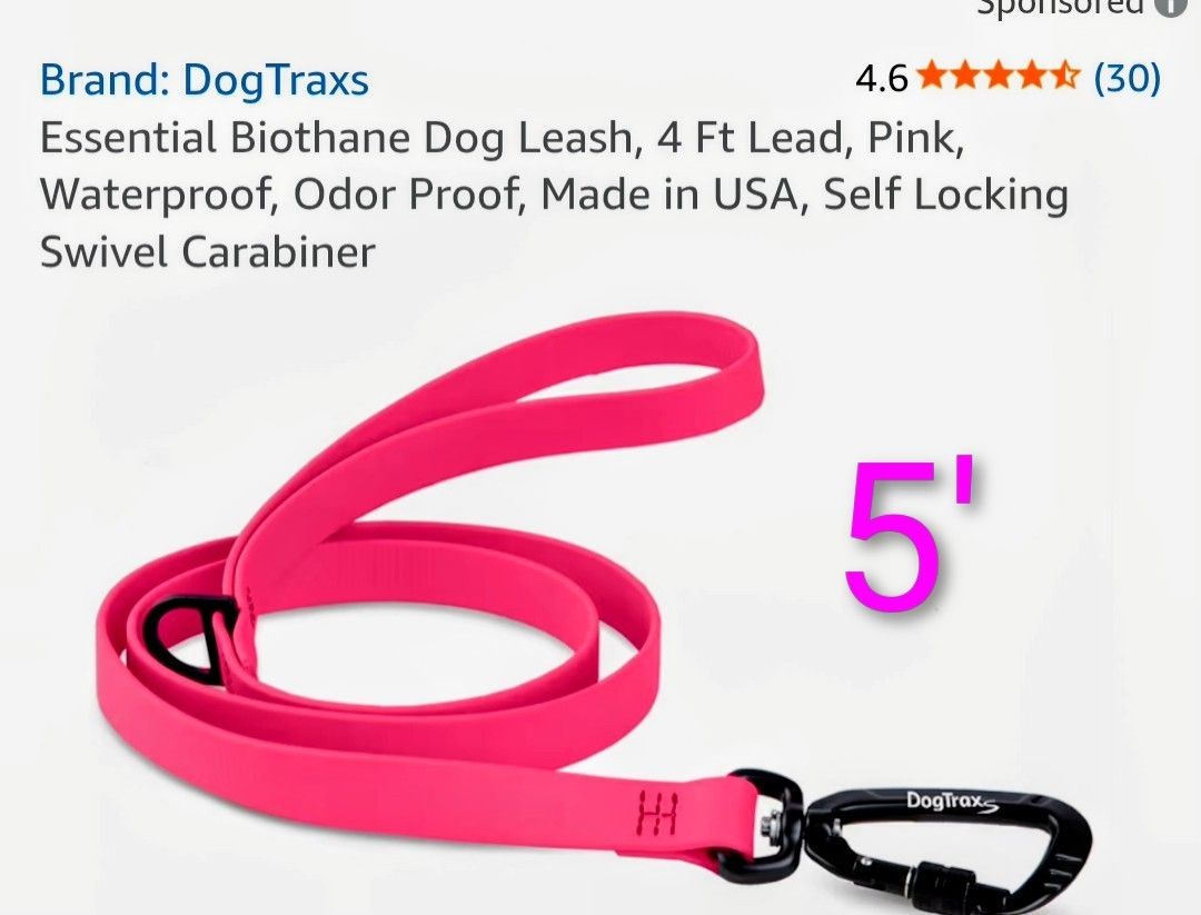 PINK DOG LEASH W/MATCHING COLLAR