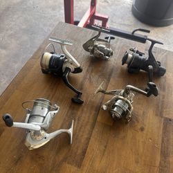 Fishing Spinning Reels Lot – Mixed Brands – All Working – Used Condition 