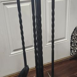 Large Wright iron fire place set