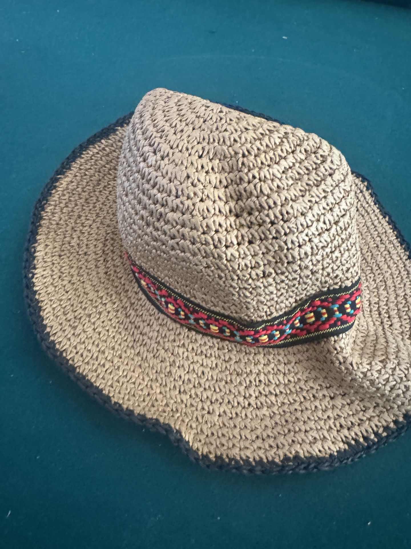 Cato Boho Straw Sun Hat w/ Woven Tribal Band | One Size | Festival Beach Style