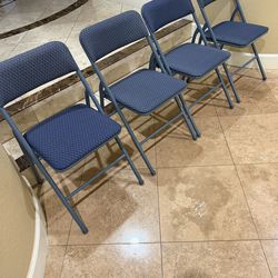 4 Cosco Heavy Duty Padded Blue Folding Chairs