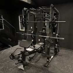 Smith Machine 1001 w/Bench Attachment | 230lb Bumpers Olympic Weights | 7ft Olympic Bar | Gym Equipment | FREE DELIVERY🚚 
