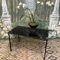 Vintage Wrought Iron Marble Patio Table 