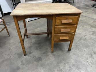 Antique 3 Drawer School Teachers Desk