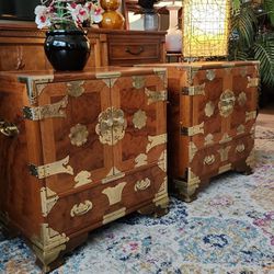 Vintage Asian Burl Wood Dressers