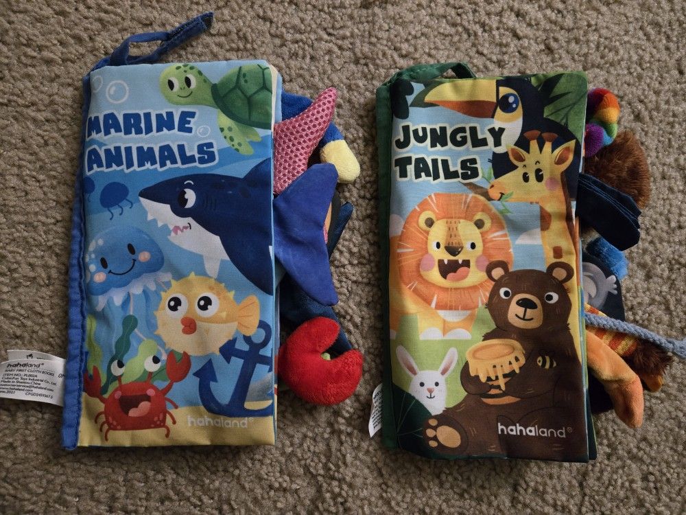 HahaLand Baby Books 0-6 Months Touch Feel First Cloth Crinkle Sensory - 2 Book Set