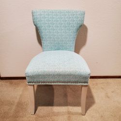 Turquoise & white side chair