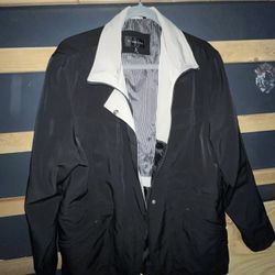 BRAETAN LINED HOODED RAIN COAT BLACKfdr AND TAN WOMEN'S SIZE MEDIUM IN GREAT CONDITION