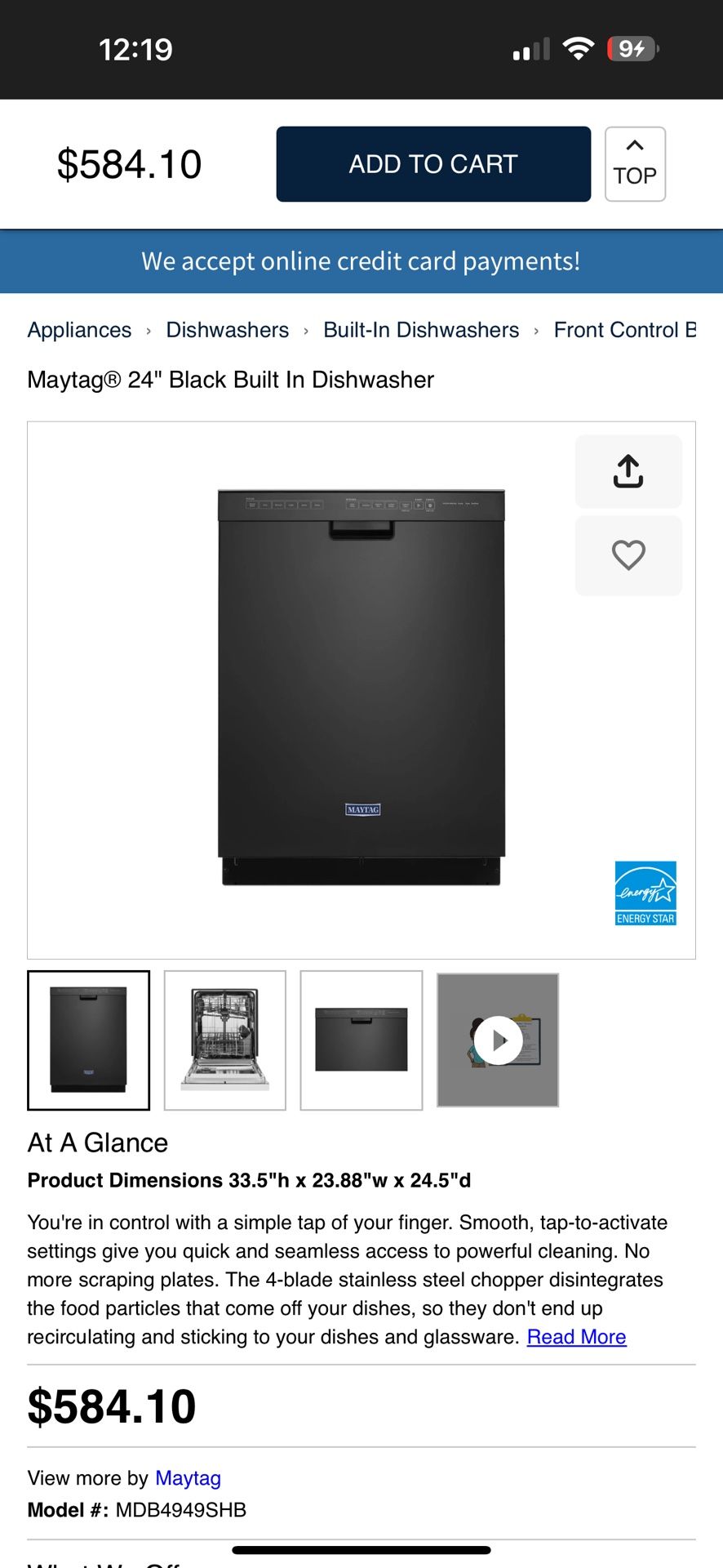 Maytag Dishwasher (lightly Used) Fully Working