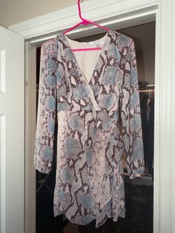 GUESS Los Angeles Snakeskin Print Faux Wrap Dress – Pastel Multi-Color – Size XS