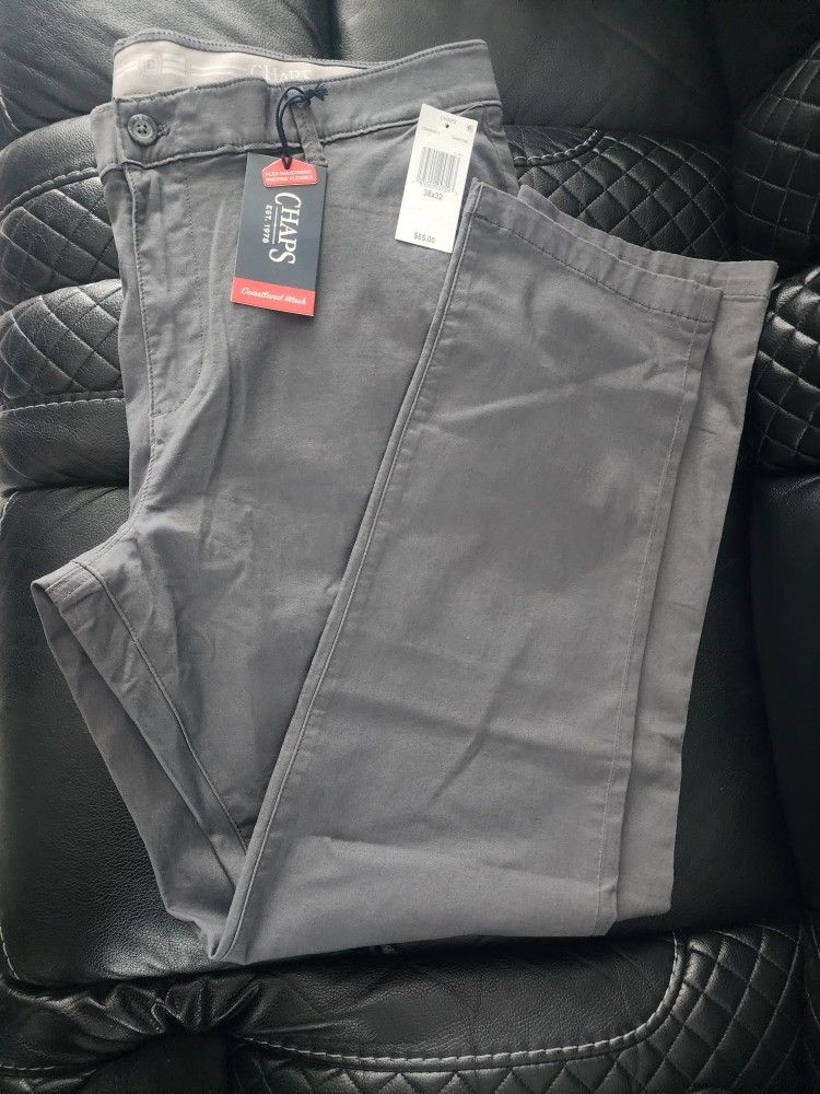Men's Chaps Pants Slim Fit Chino  Flex Waist Size 38x32