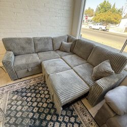 Sectional Sofa – Corduroy – Storage + Sleeper + USB – $778
