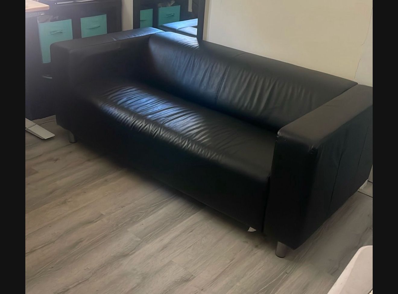 Pleather IKEA Black Couch