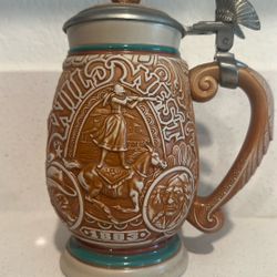 1993 vintage Avon Tribute to the Wild West Stein, handcrafted in Brazil by Ceramarte
