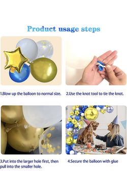 139-Pcs Balloon Garland Arch Kit, 18/10/5" Metallic Blue and Gold Confetti globos para decoracion fiestas, Balloon Arch Kit for Birthday Christmas Bab Thumbnail