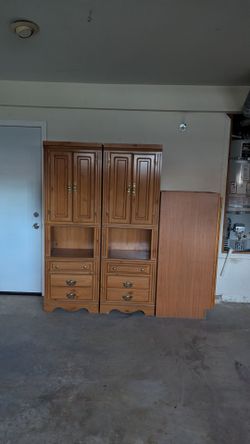 Wooden Armoire Cabinet Units with Drawers