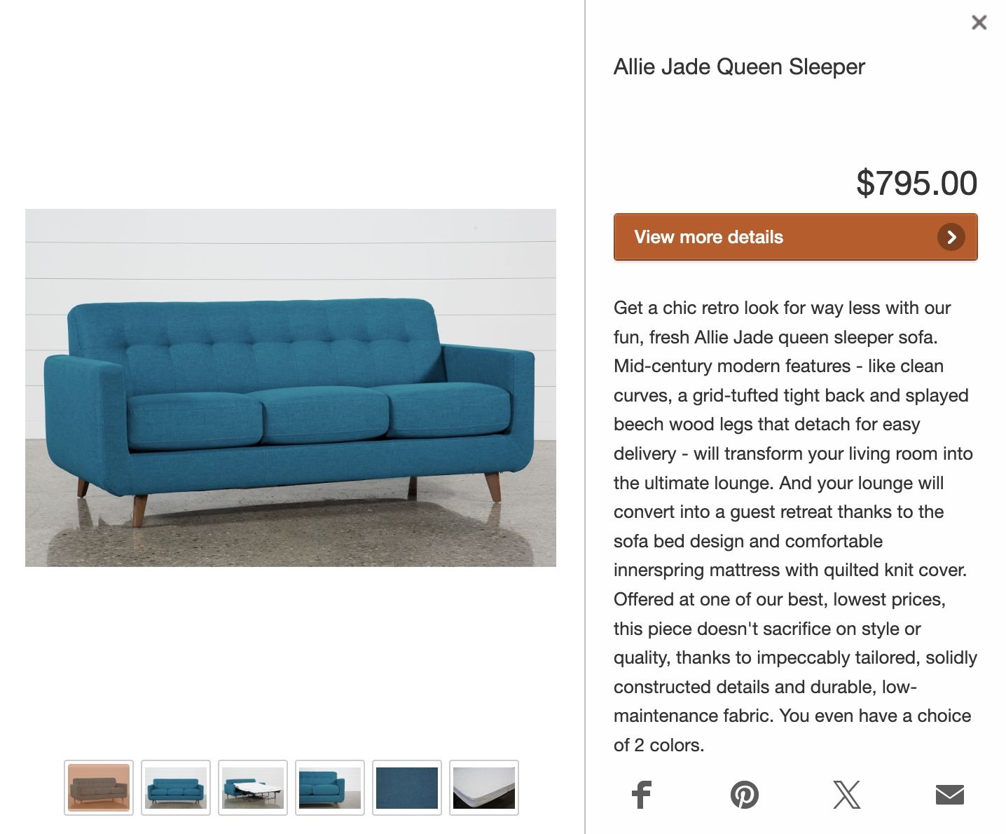Allie Jade Queen Sleeper Sofa with Memory Foam Mattress