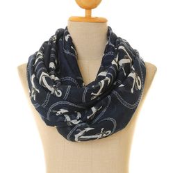 Mother's Day! New! 35" Anchor Infinity Scarf | Nautical Scarf | SHIPPING IS AVAILABLE