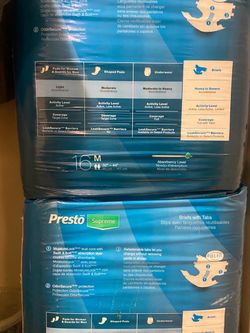 Presto Supreme Adult Briefs with Tabs – Size Medium (2 Packs)