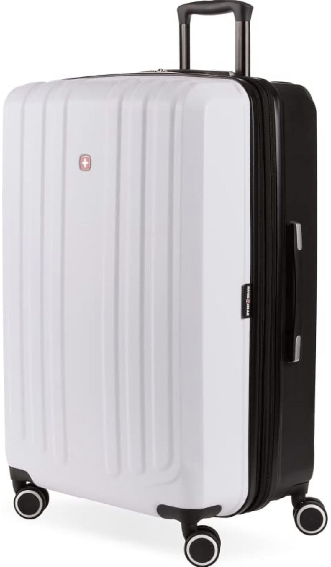 New SwissGear 8028 Hardside Expandable Spinner Luggage, Black/White, Checked-Medium 24-Inch