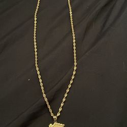10k Gold Rope Chain With Trap house Pendant 