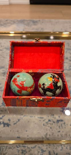Brand New Asian Hand Exercise Baoding Balls that Chimes With Dragon Design Stress Relief Therapy.