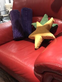 4 Suede leather sofa pillows