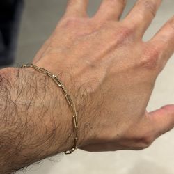 14k Yellow Gold Paper Clip Bracelet