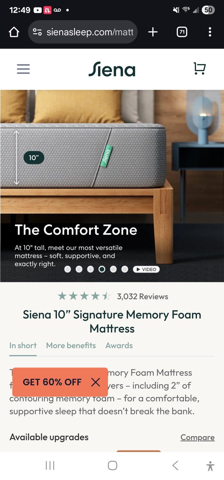 Siena 10 Inch Signature Foam Matress Twin Size, New