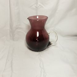 Vintage Enesco Hand Blown purple Small Pitcher Creamer Clear Handle Japan. Like new condition 4" tall. Smoke free home.