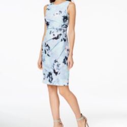 Calvin Klein Blue Floral Midi Dress - Size 4