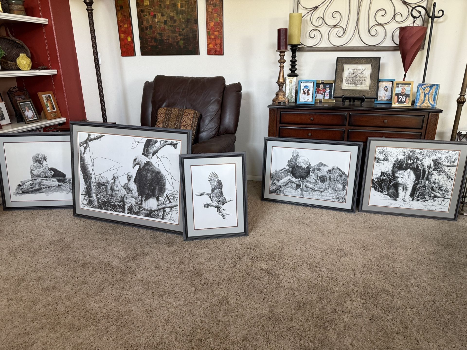 Coloradan Artist Bert Marsh Artwork, all professionally Matted, Framed And Signed. Nature And Wildlife