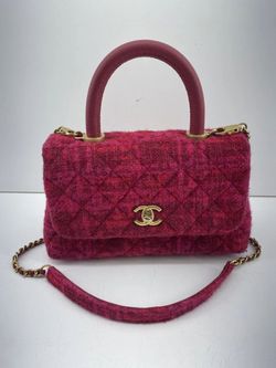 Pink Chanel Mini Tweed Coco Handle Bag with Shoulder Strap (WMP016930)