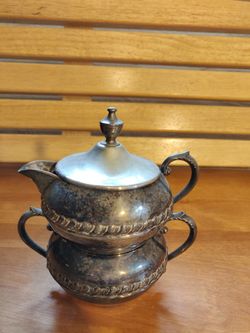 Vintage Stacking silver on copper teapot set lot with bonus spatula