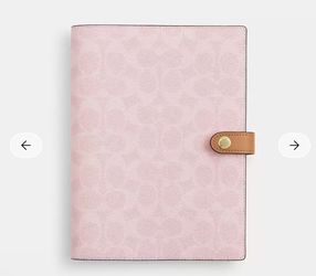 Powder pink Coach canvas notebook