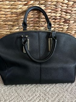 Calvin Klein Black Saffiano Leather Satchel