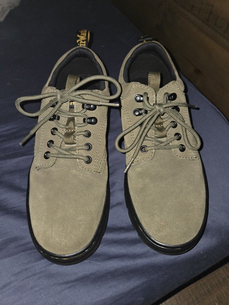 Doc Marten's Green Suede Utility Boots.