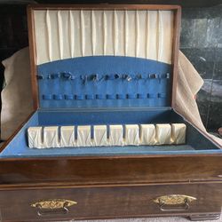 Silverware Wood Case With Drawer Reed & Barton Vintage