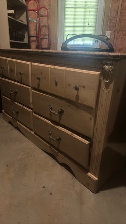 Large Wood Dresser & mirror with Ornate Details