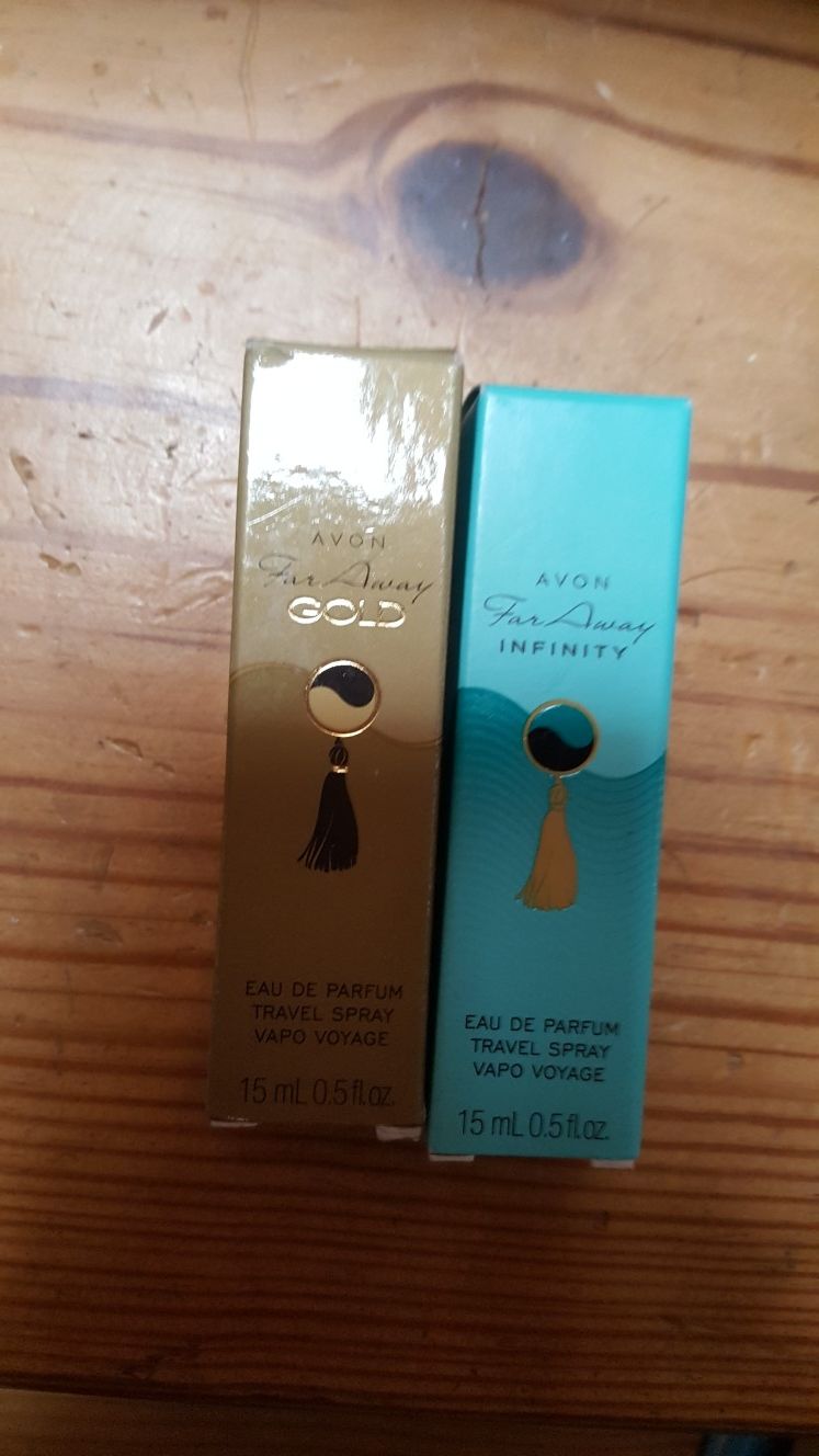 2 small size avon perfume far away gold and far away infinity